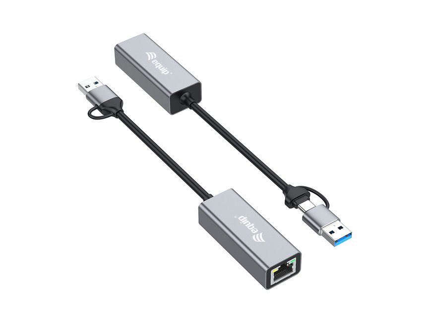 USB-C en USB-A naar Ethernet (RJ45) adapter